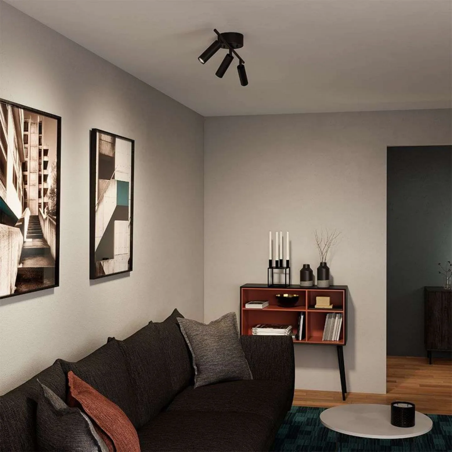 Pipeline 3 Deckenleuchte Matt Black - Herstal - Wohnzimmer - Metall