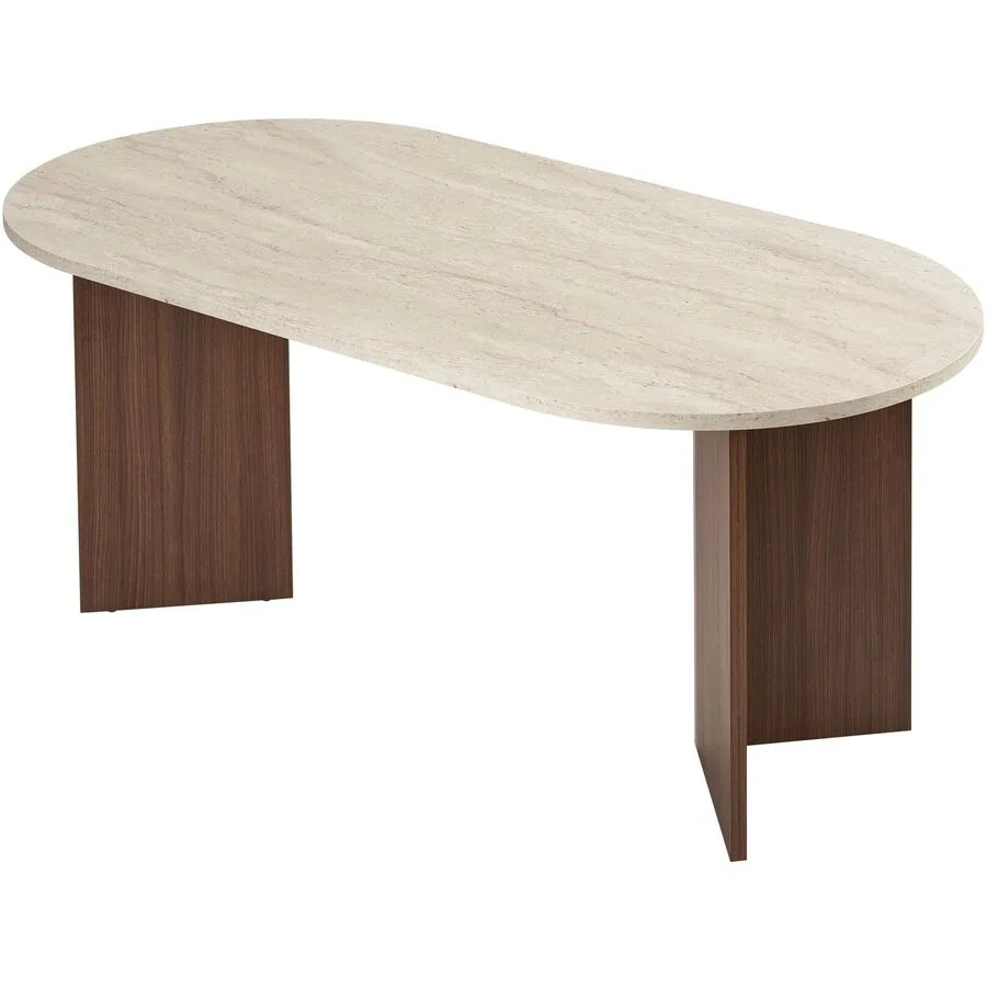 Esstisch Georis Travertin/Nussbaum Holzwerkstoff B 180 T 90 cm