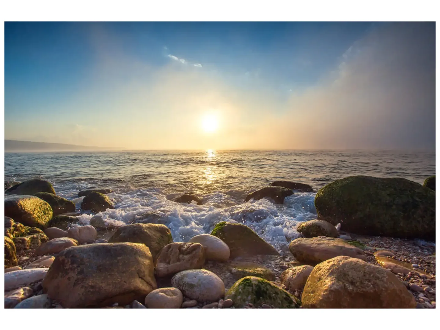 image LAND Digitaldruck auf Glas Sonnenuntergang am Steinigen Meer | Schubiger Möbel