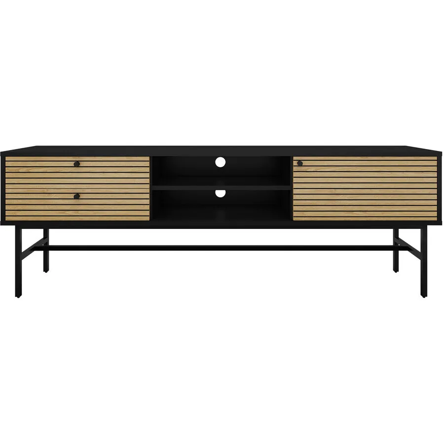 Lowboard Diogo schwarz/Eiche MDF/Metall B 150 cm
