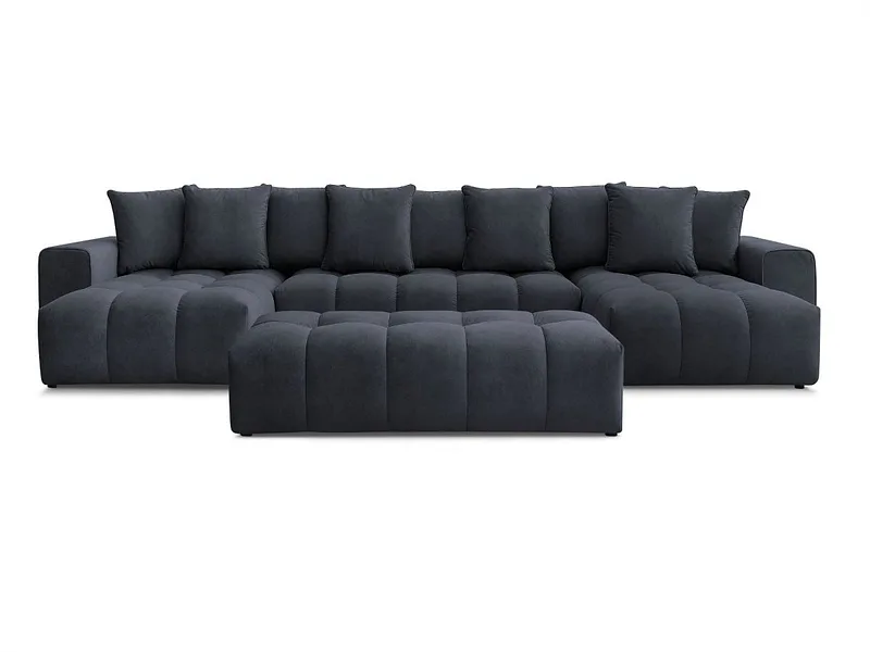 Panorama-Ecksofa mit Hocker BOBOCHIC MONT-BLANC Samt dunkelblau