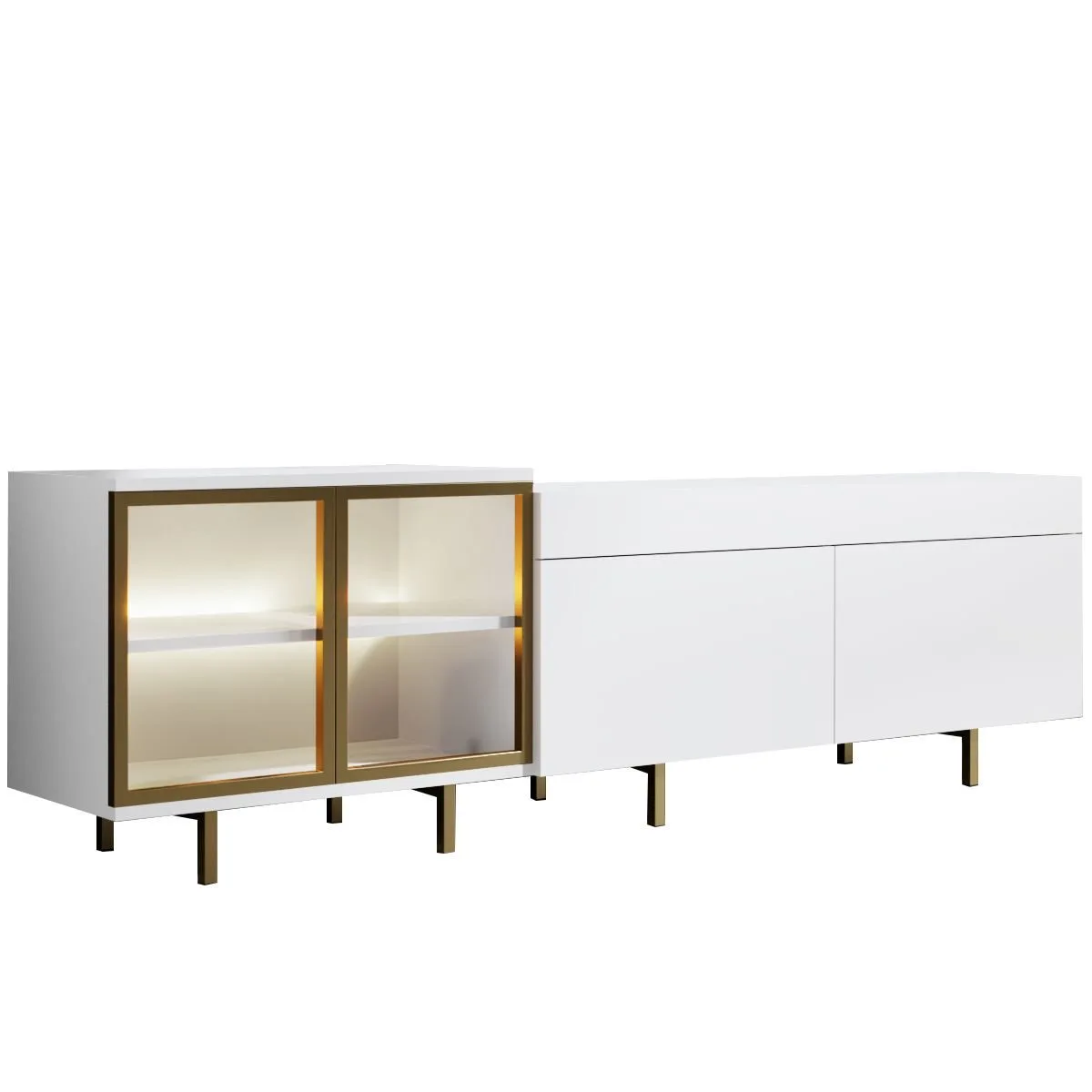 Seyring Tv-bänk 190 cm - Vitt och guld