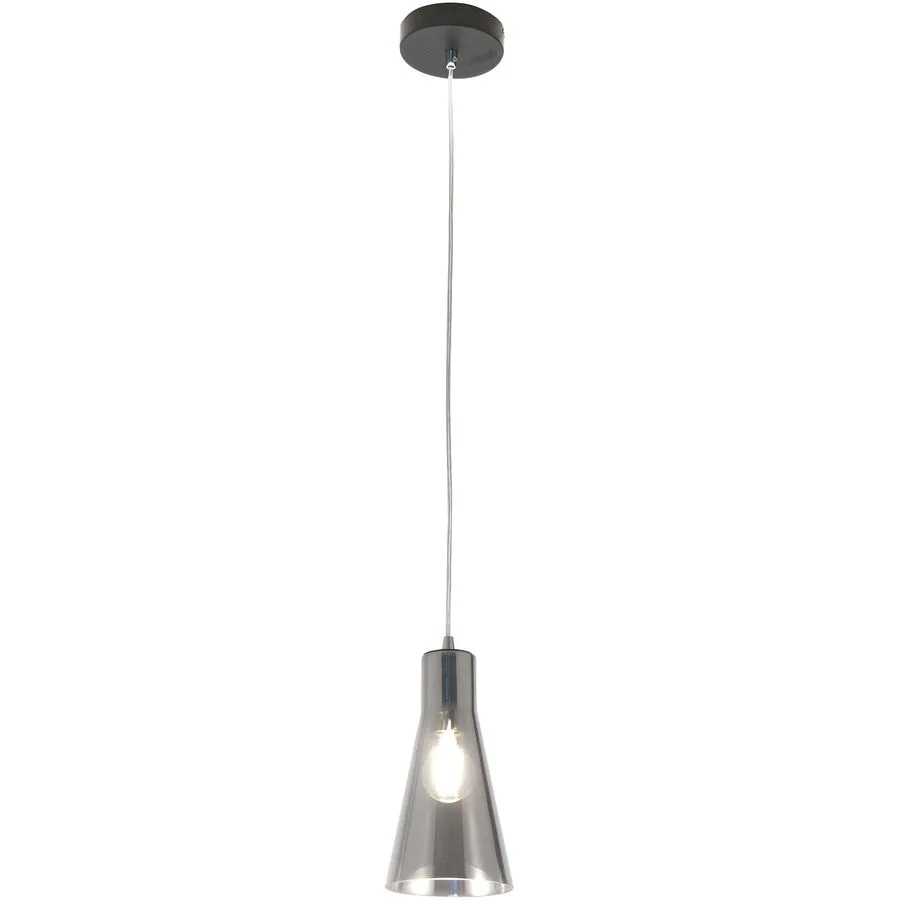 Pendellampe Abi Grau Glas/Metall 25 cm Höhenverstellbar (manuell) - Material: Metall/Glas