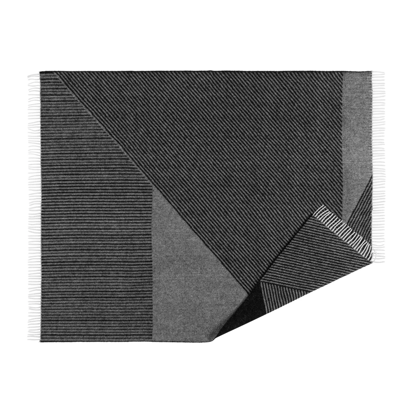 NJRD Stripes Wolldecke 130 x 185cm Schwarz