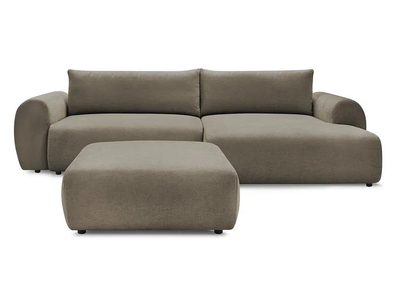 Ecksofa mit Hocker BOBOCHIC LUCIEN Stoff taupe