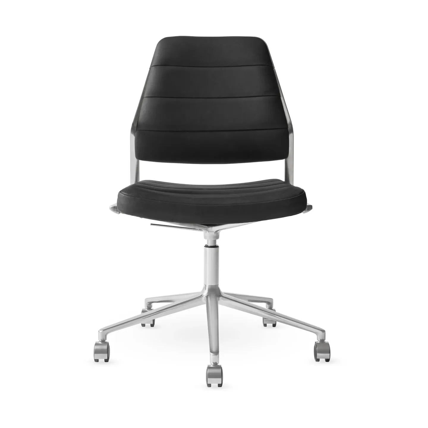 Vipp Vipp454+ Swivel chair kontorsstol med hjul Black leather-polished aluminium