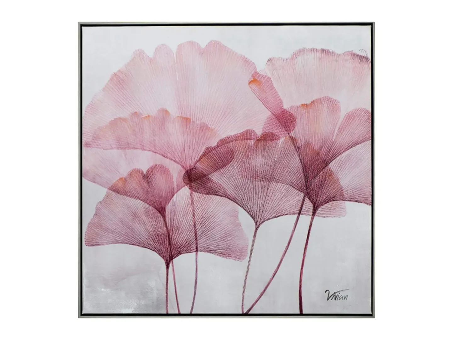 image LAND Bild mit Rahmen Ginkgo Blätter in Rosa 2 Rosa | Schubiger Möbel