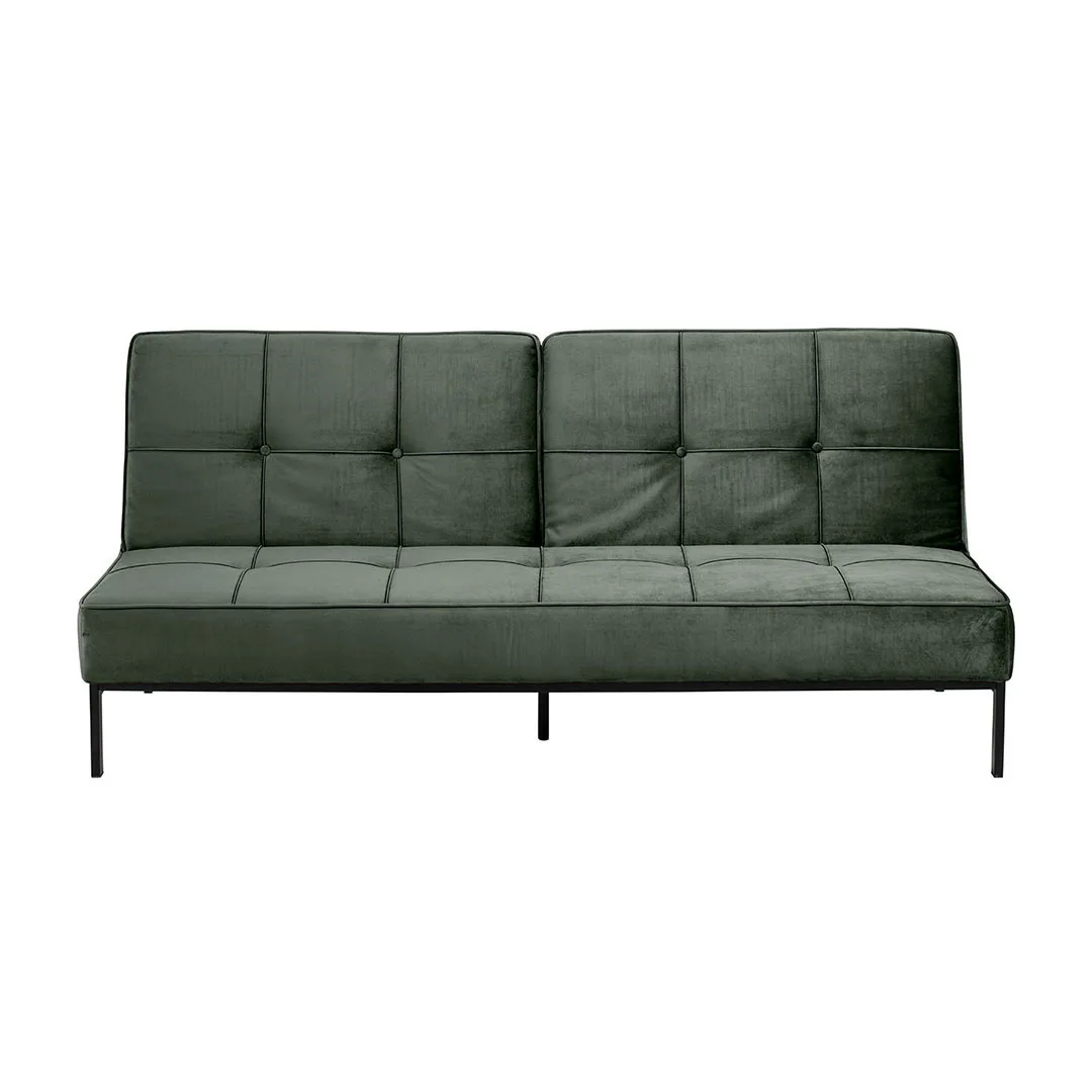 Peyton Schlafsofa tannengrün, Metall schwarz.