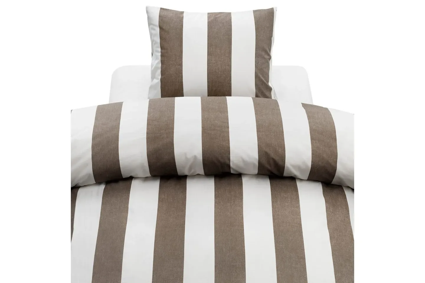 Påslakanset Enkelsäng 2-Dels Block stripe - Brun