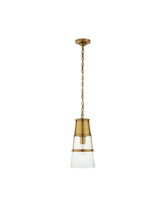 Robinson Pendant Antique Brass/Clear Glass M