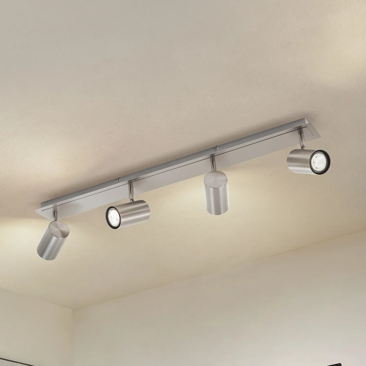 Joffrey 4 Deckenleuchte L80 Nickel - Lindby - Wohnzimmer - Modern - Metall - Mehrflammig