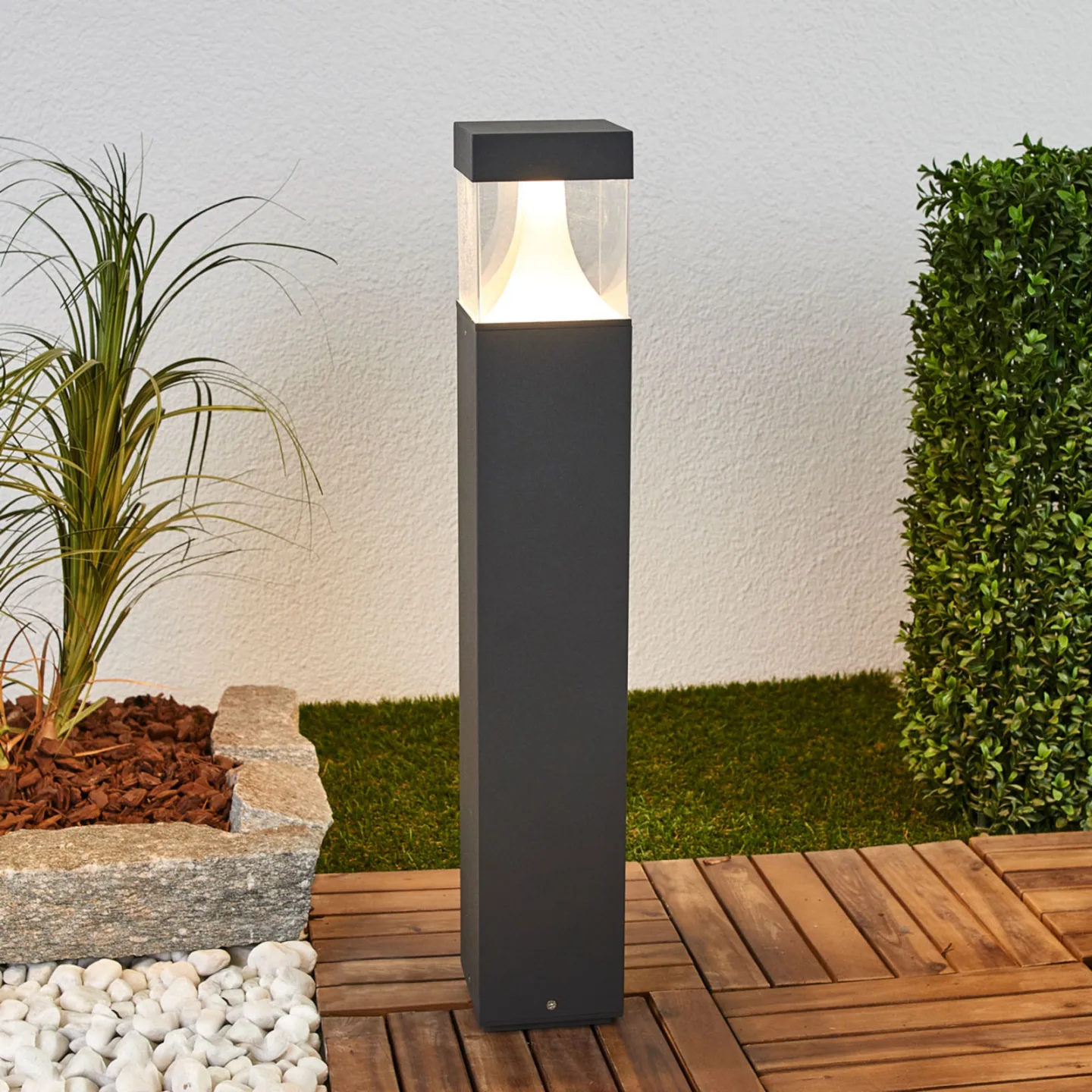 Egon Außen Gartenleuchte Graphite/Clear - Lucande - Modern - Metall - Einflammig