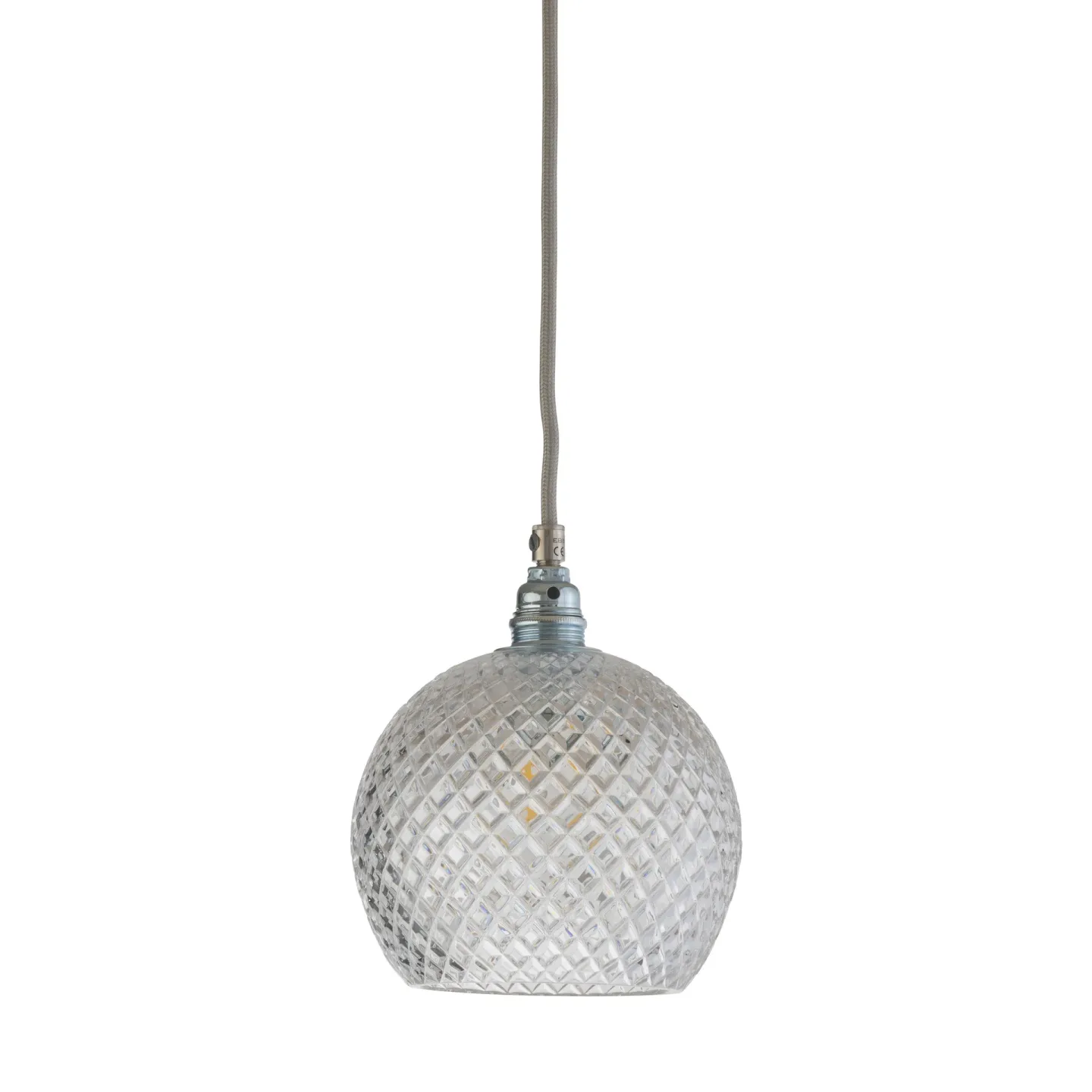 EBB & FLOW Rowan taklampa Chrystal Ø 15,5 cm Small check m. silversladd