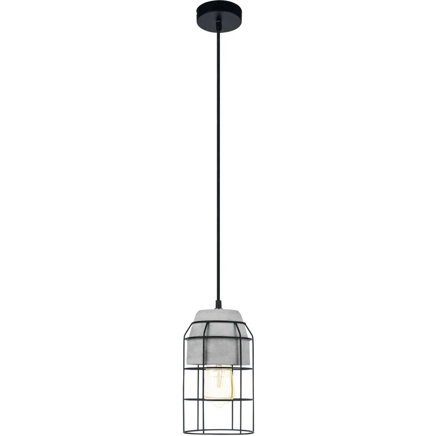 Pendellampe Consett Grau/Schwarz Beton 110 cm - Farbe: Schwarz/Grau