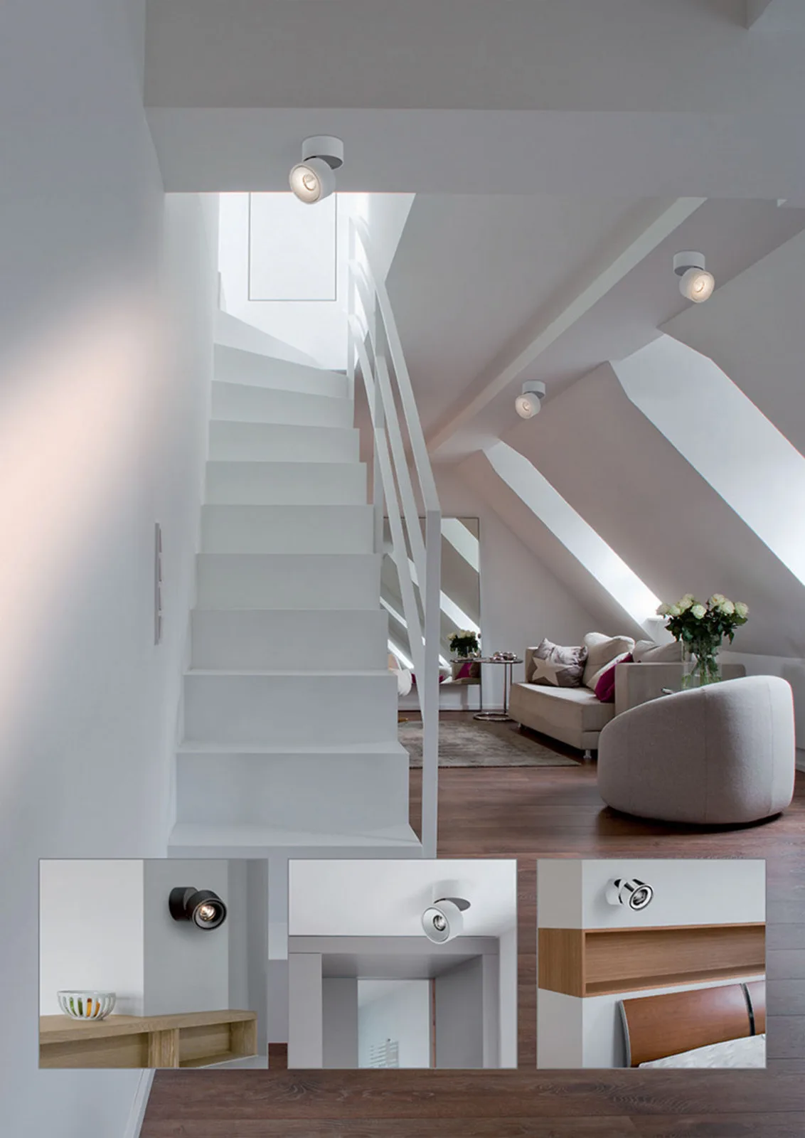 Easy W100 LED Aufgesetzter Spot 2700K White - Antidark - Wohnzimmer - Aluminium