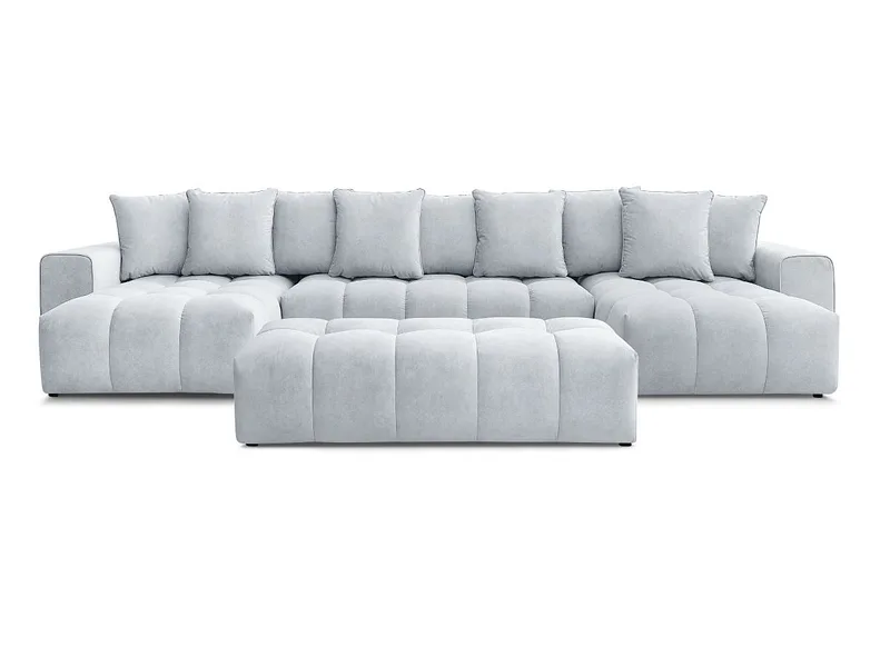 Panorama-Ecksofa mit Hocker BOBOCHIC MONT-BLANC Samt hellgrau