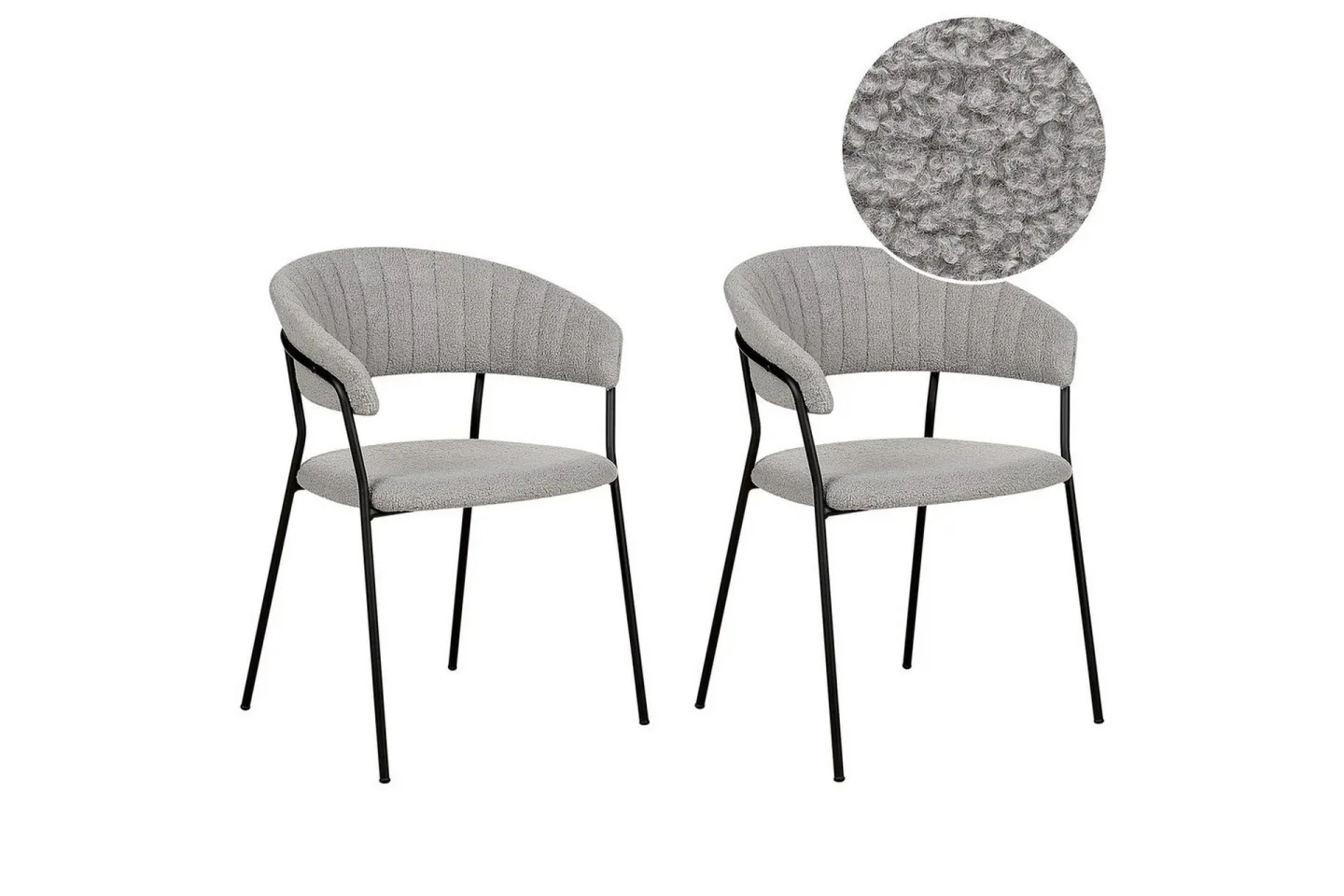 Set med 2 matstolar Mariposa - Grå, svart/Bouclé