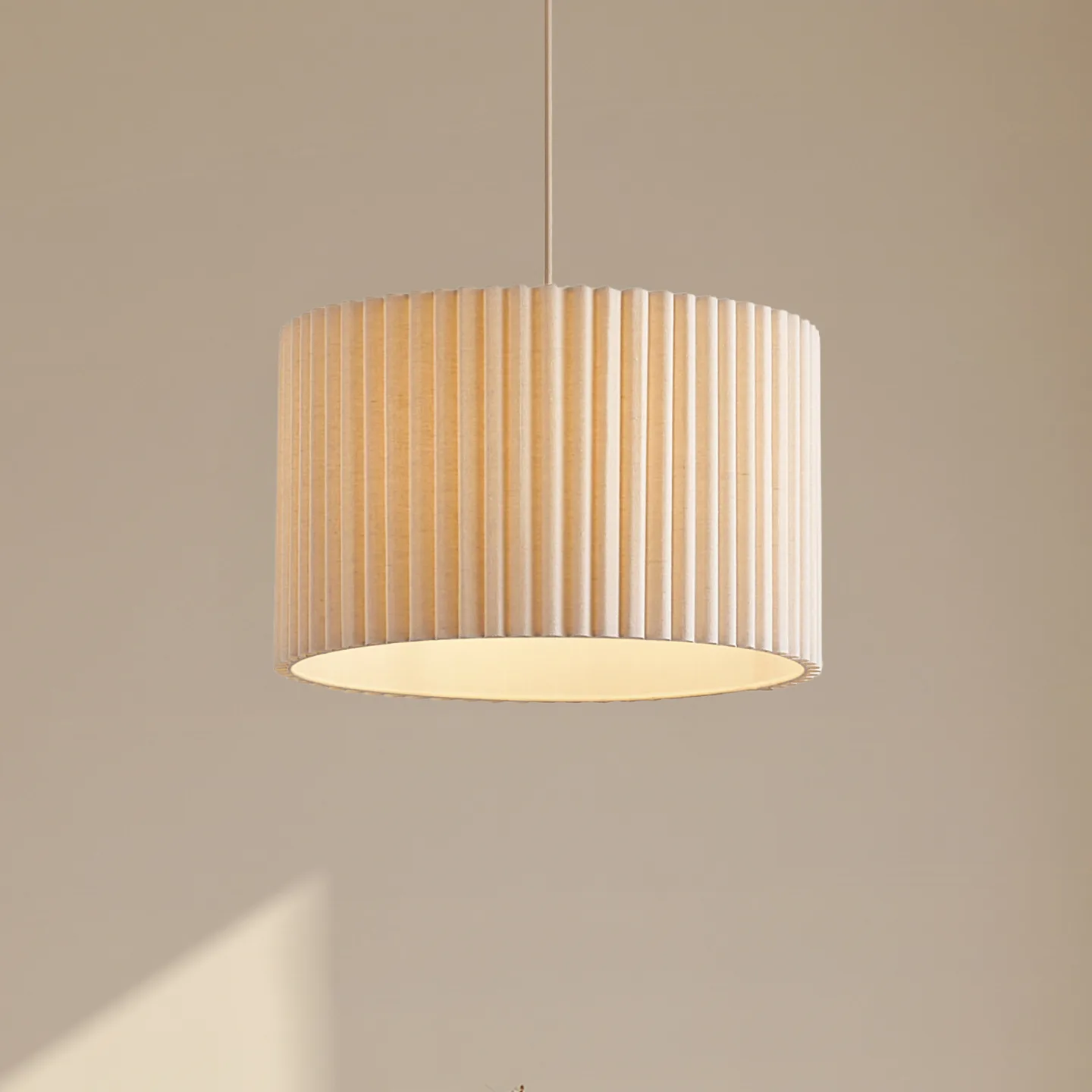Libbie Hängeleuchte, cremefarben, Ø 45 cm, Leinen - Lindby - Wohnzimmer - Skandinavisch - Stoff / Textil - Einflammig