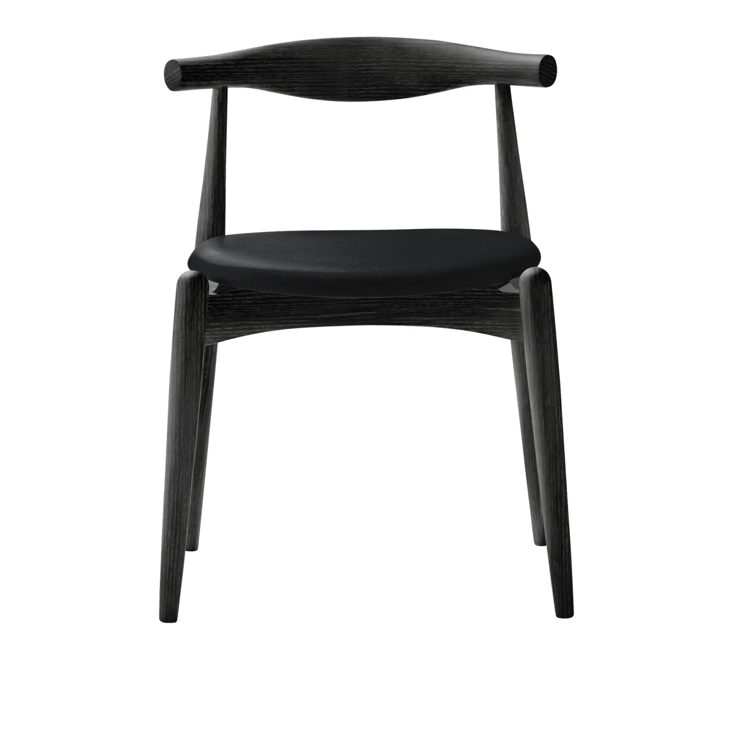 Carl Hansen - CH20, Svartlackad Ek, Lädergrupp A Loke - 7150 - Matstolar - Hans J. Wegner - Svart - Trä