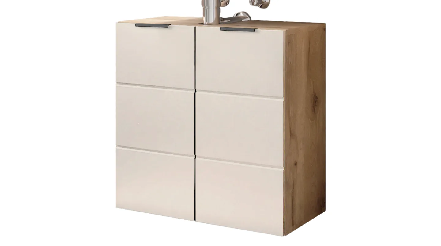 Waschbeckenunterschrank Eiche - Beige-Kaschmir 60 cm - KRETA