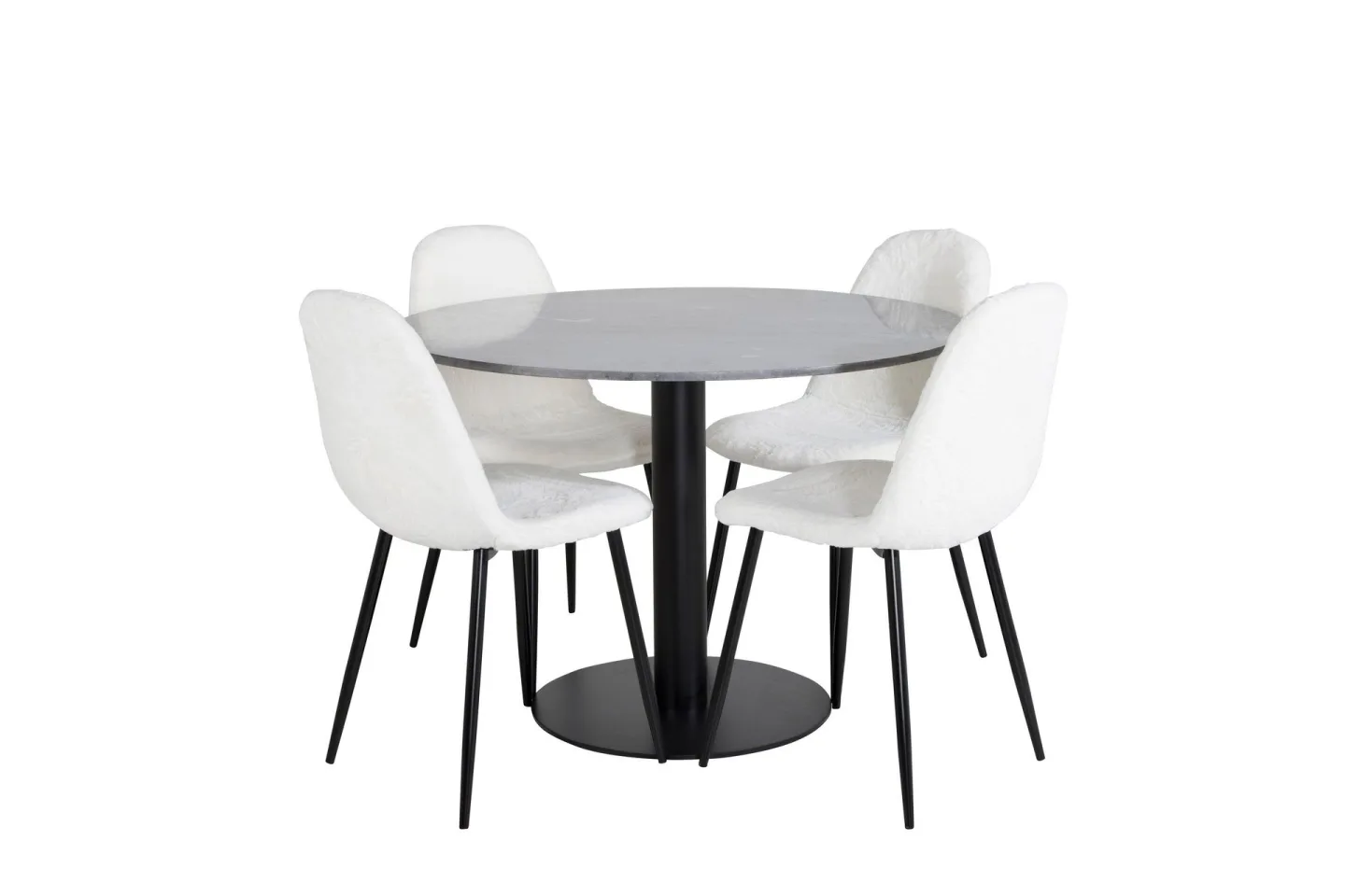 Estelle Matgrupp 106 cm Rund med 4 Polar stolar - Svart