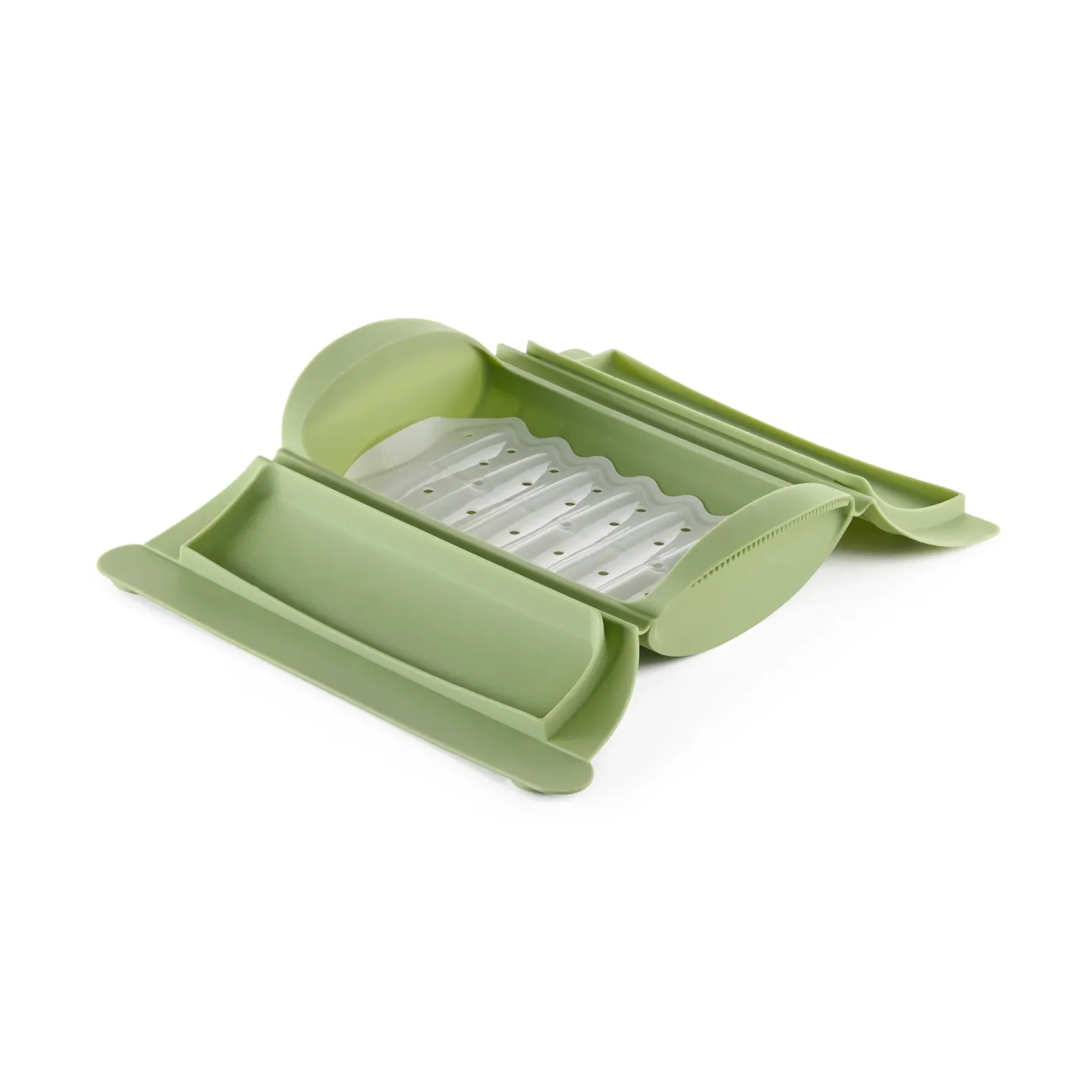 Lékué Lékué Dampfgarer Grün, mit Tablett, 2-teilig