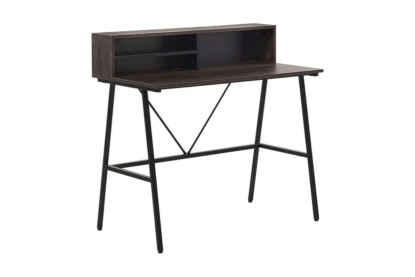 Mekesha Skrivbord 100 cm med Förvaring Hyllor - Mörkbrun