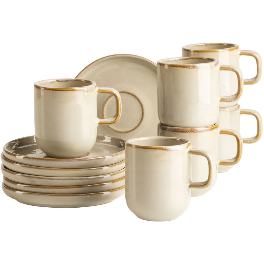 MÄSER Espressotassen-Set 12-tlg. Cordelia Beige Steinzeug
