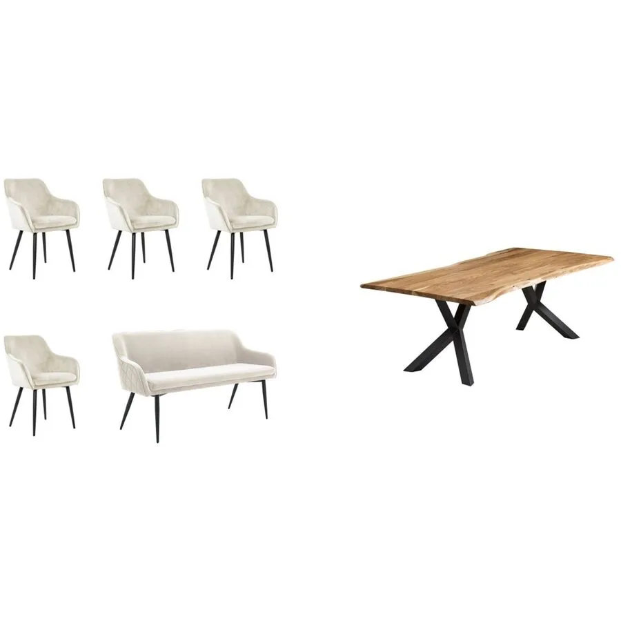 Essgruppe Kuro natur Akazie/Samt B 240 T 110 cm
