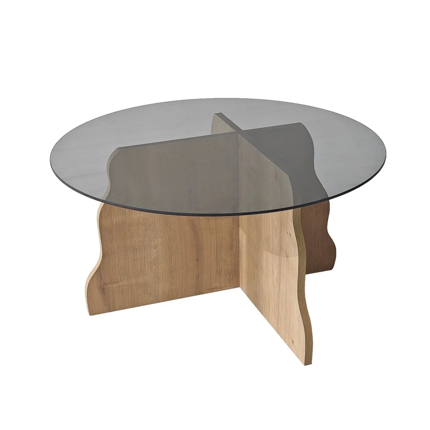 Fikret Soffbord 75 cm Rund Glas - Safir Ek Och Rökt