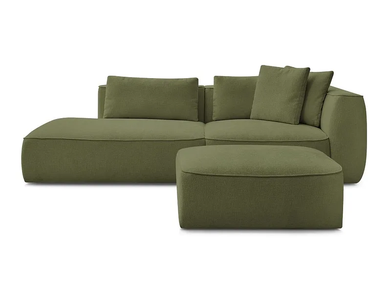 3er Sofa mit Hocker BOBOCHIC LEOPOLD Stoff mit Textur dunkelgrün