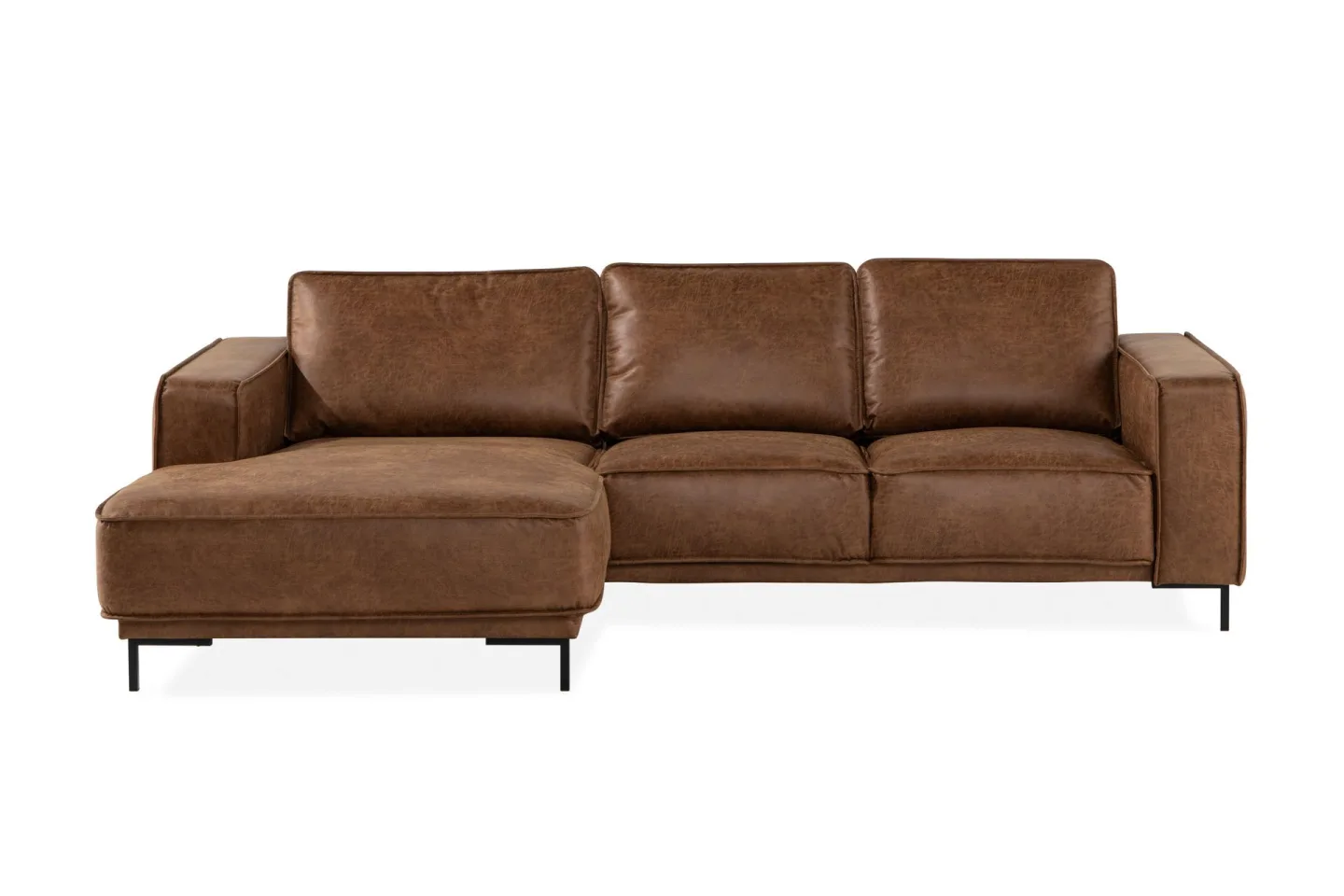 Akron 2-sits Soffa med Divan Vänster Bondedläder - Brun
