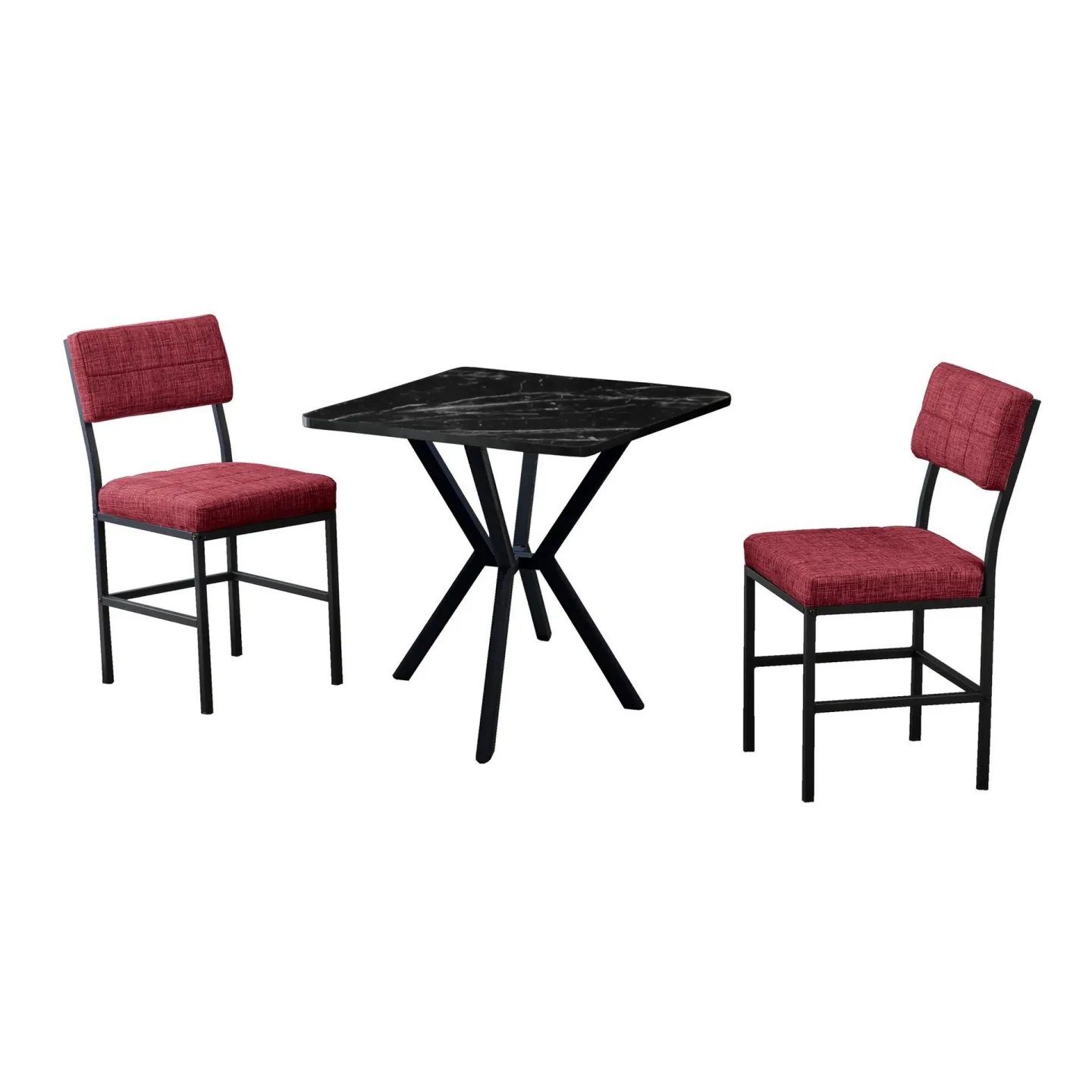 Stedum Matgrupp Bord 70 cm + 2 Stolar - Vinröd Svart