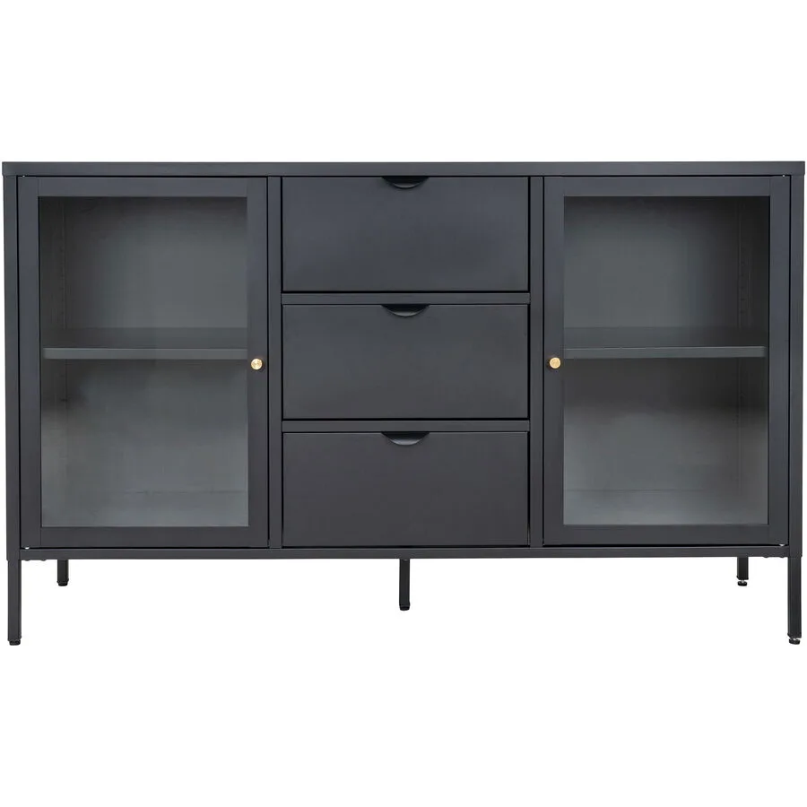 Sideboard Tavena Schwarz Stahl/Glas 140 cm 85 cm