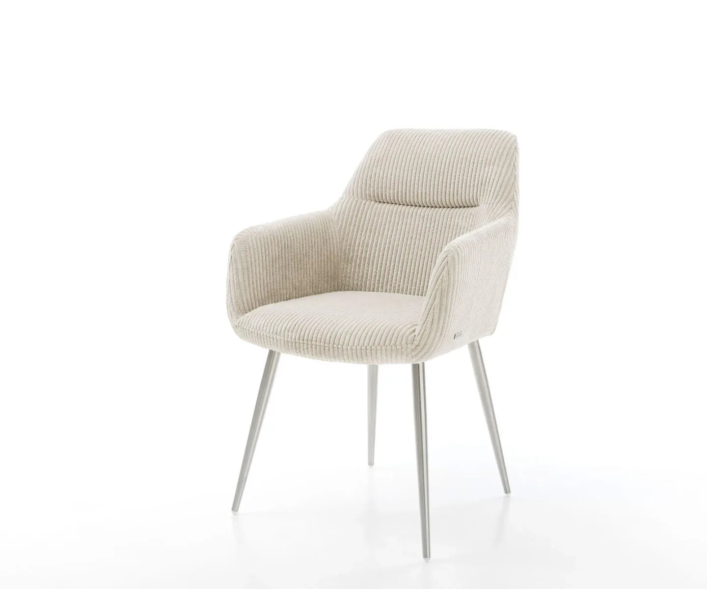Esszimmerstuhl Pejo-Flex Cord Beige 4-Fuß konisch Edelstahl Taschenfederkern