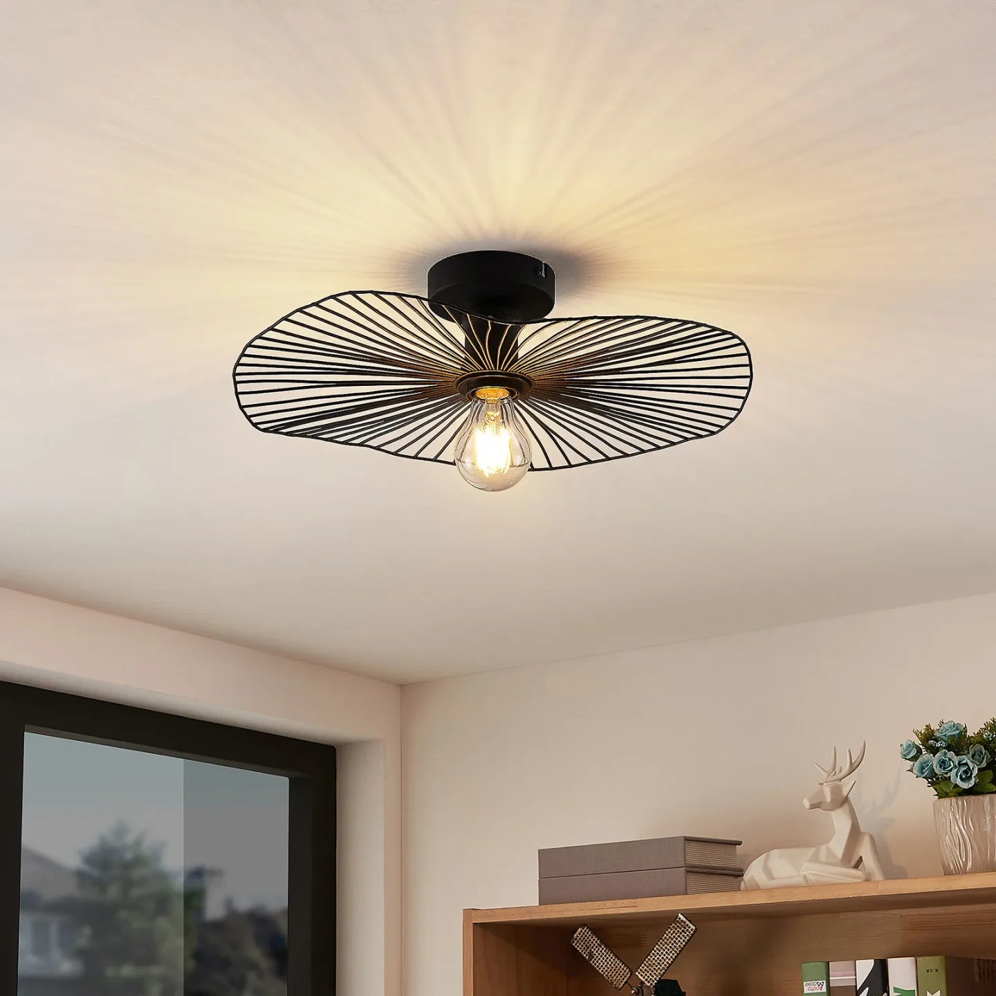 Ruota Deckenleuchte Matt Black - Lindby - Wohnzimmer - Modern - Metall - Mit Abstand