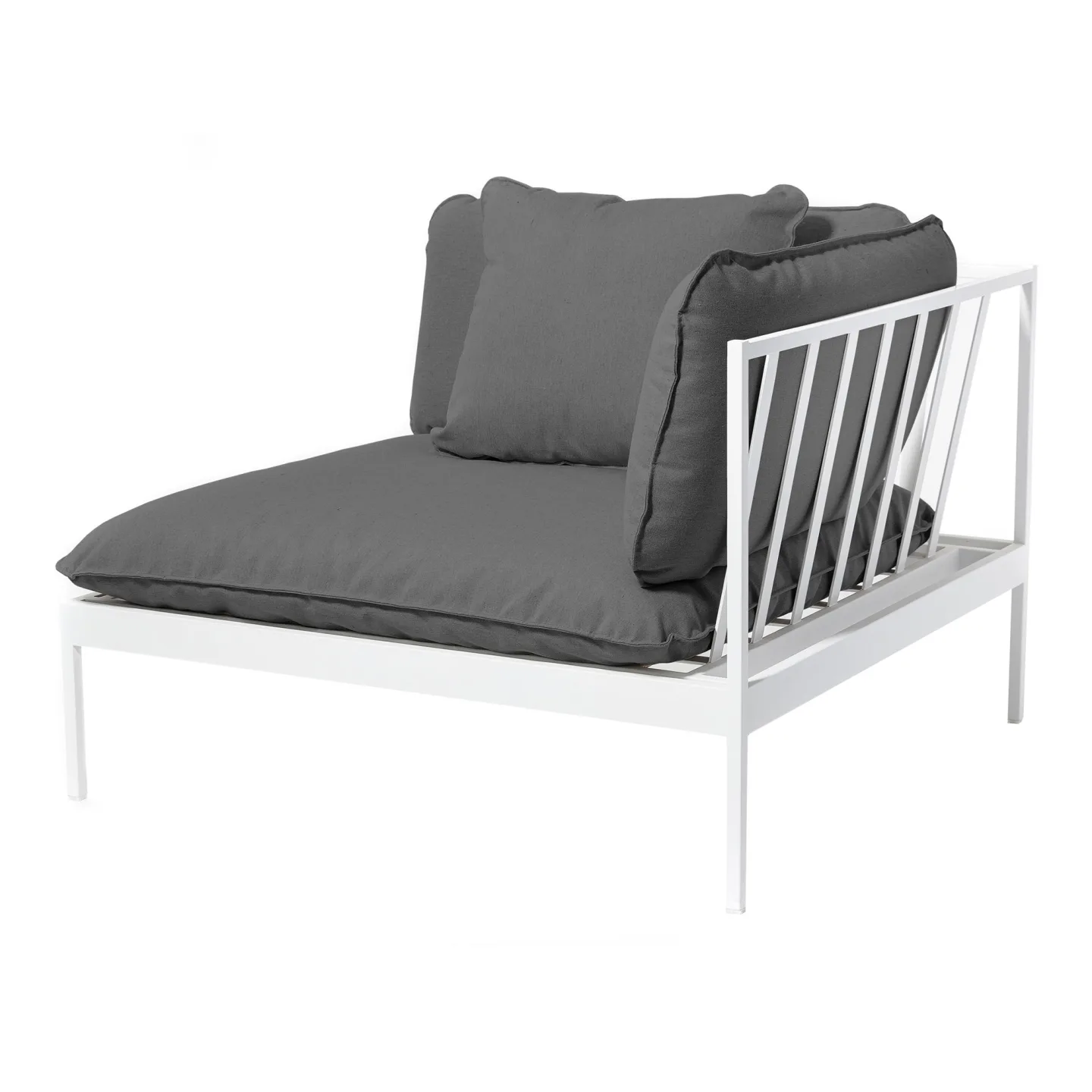Skargaarden - Bönan Lounge End Sofa, Light Grey Aluminum Frame, Cushion Dark Grey Sunbrella Sling - Soffor utomhus - Studio Norrlandet