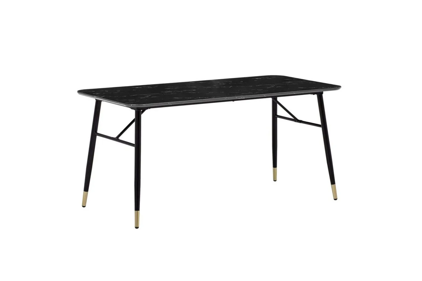 Matbord Wohnling Modern stil MDF med metallben med gyllene spetsar Marmor, Svart, 180x90 cm - Marmor, Svart, 180x90 cm