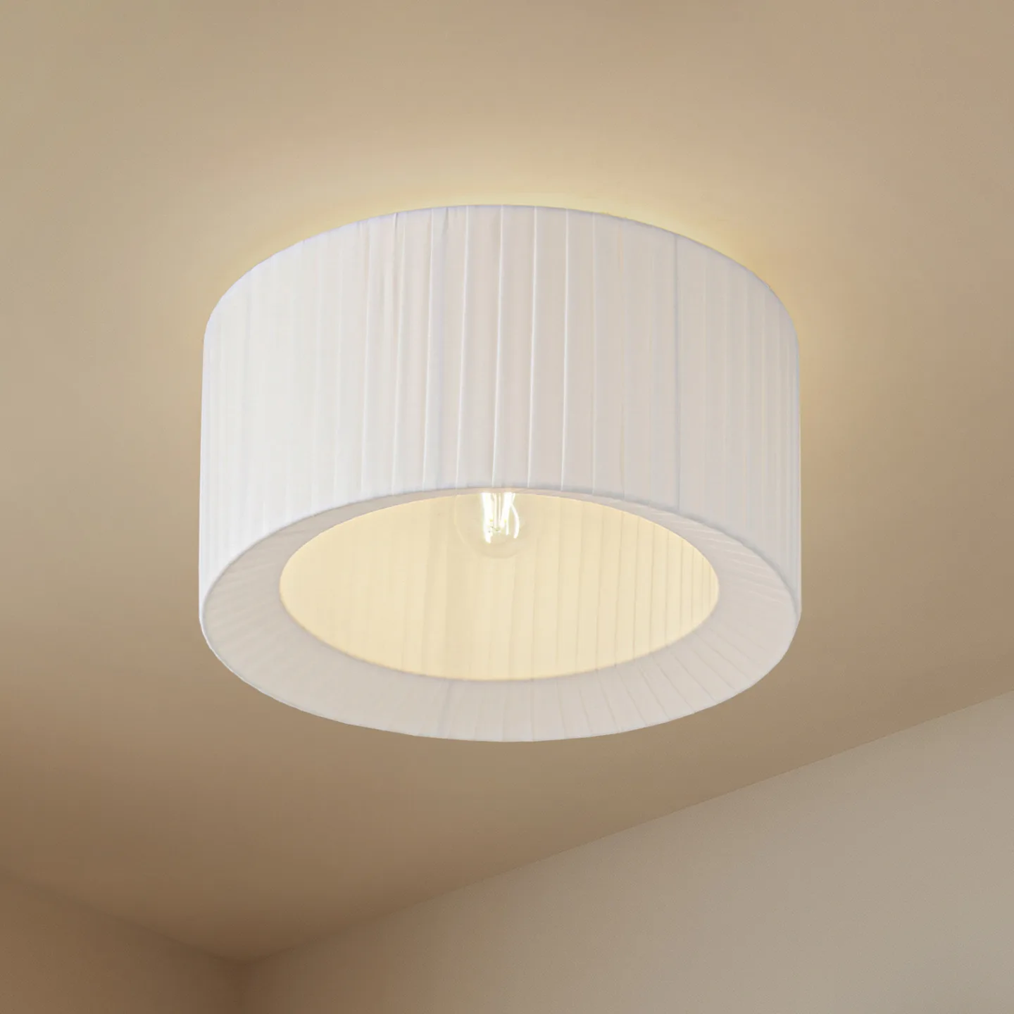 Virelle loftlampe tekstil Ø 40 cm hvid - Lindby - Stue - Stof / tekstil - Med én lyskilde