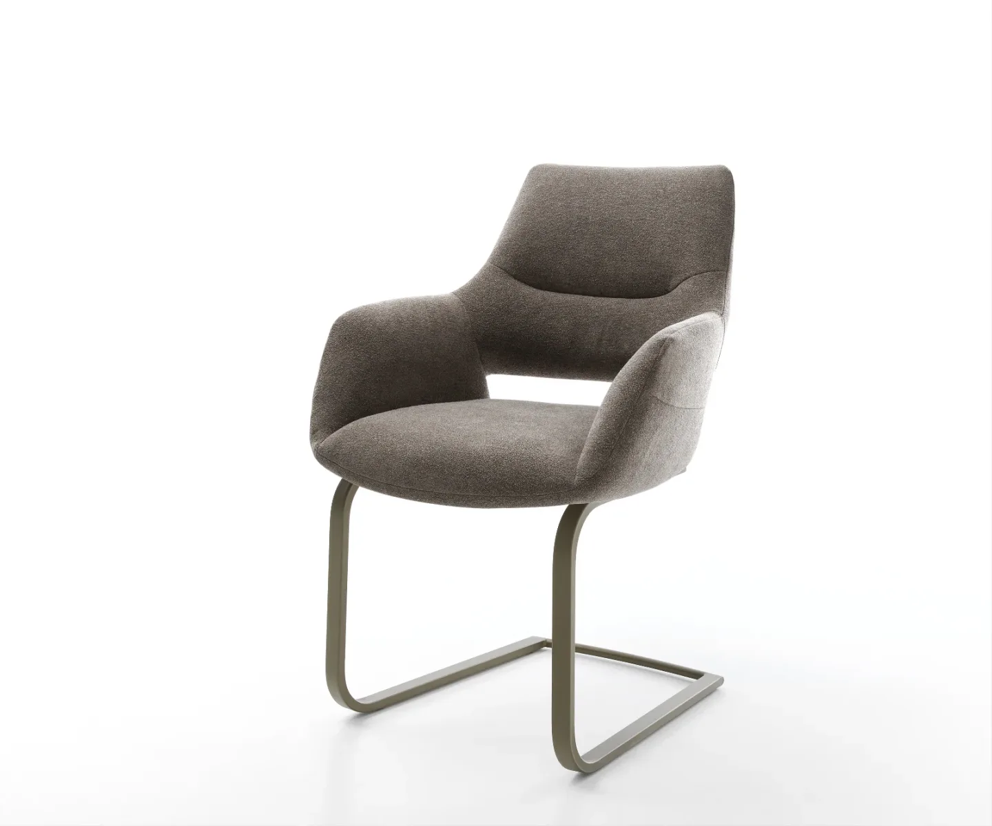 Freischwinger Yago-Flex mit Armlehnen Strukturstoff Soft Taupe Freischwinger flach Effektfinish Titan Taschenfederkern