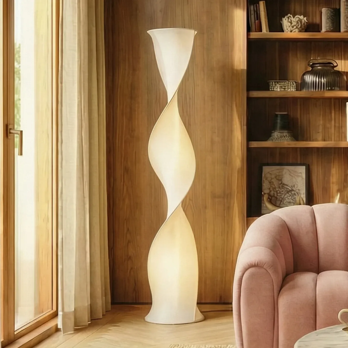 Novelle LED-Stehlampe, weiß, CCT, H 137cm, Ø 29 cm - Lucande - Wohnzimmer - Design - Kunststoff - Rund