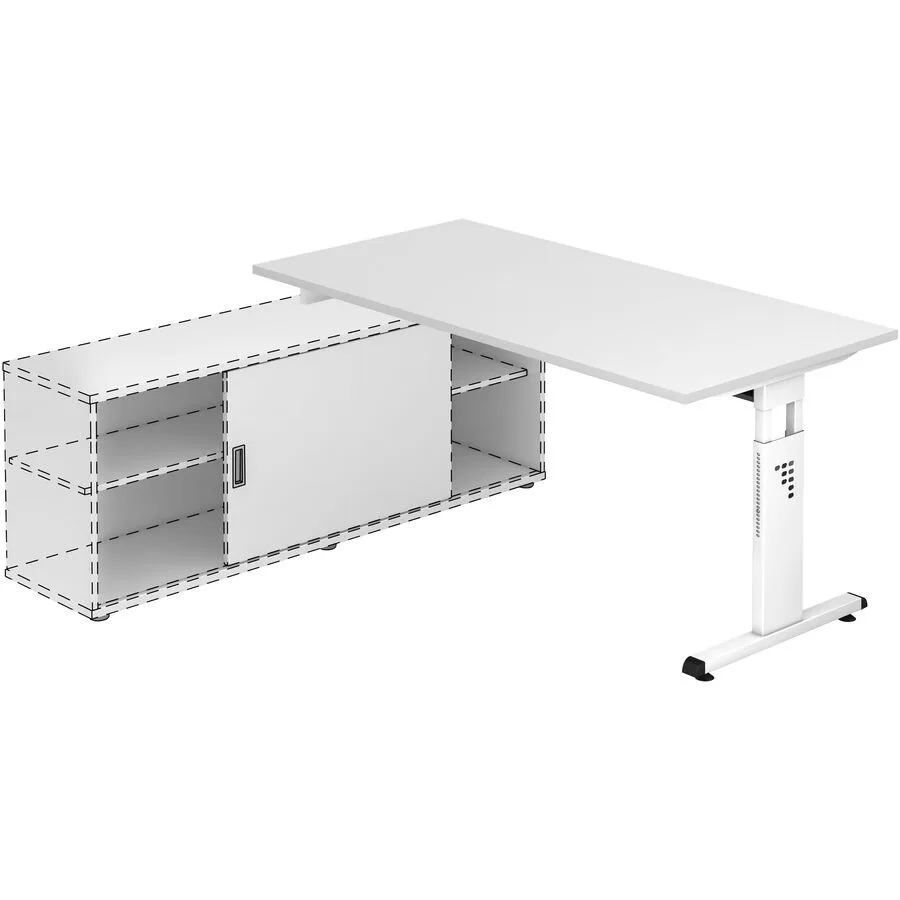 Anbauschreibtisch Office weiss Holzwerkstoff B 160 T 80 cm