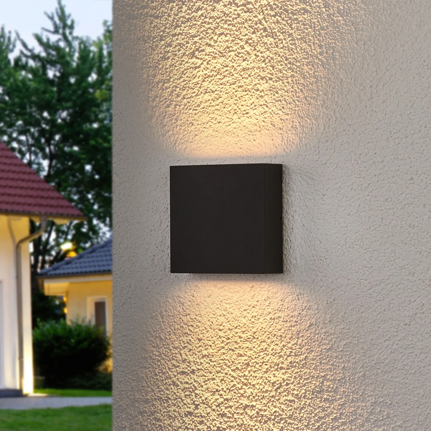 Trizy LED Square Außenwandleuchte Graphite - Lucande Trixy - Modern - Metall - Eckig