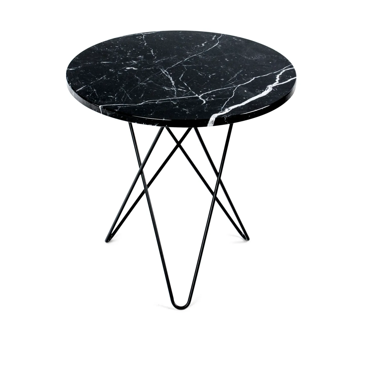 OX Denmarq - Tall Mini O Table, Black Steel Frame, Top: Black Marble - Sidobord - Dennis Marquart - Svart - Metall/Sten