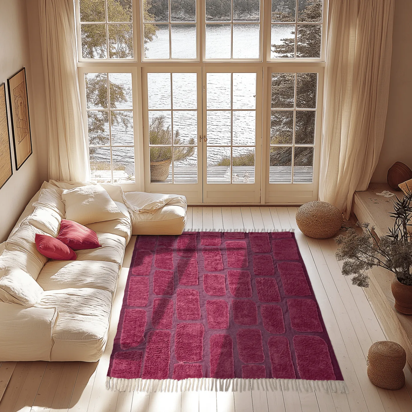 Ryetepper - Cyrus Natural Cotton Shaggy (rød) (Størrelse: 240 x 340 cm)