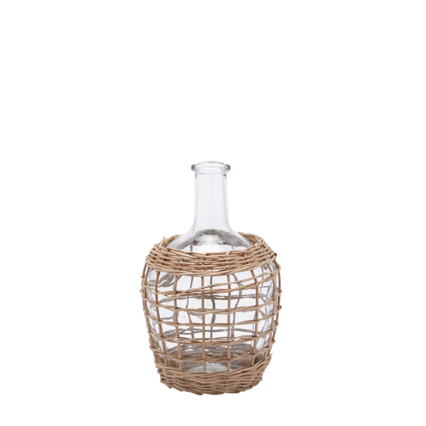Edg Vase Flasch im Korb Glas H: 25 cm | Schubiger Möbel