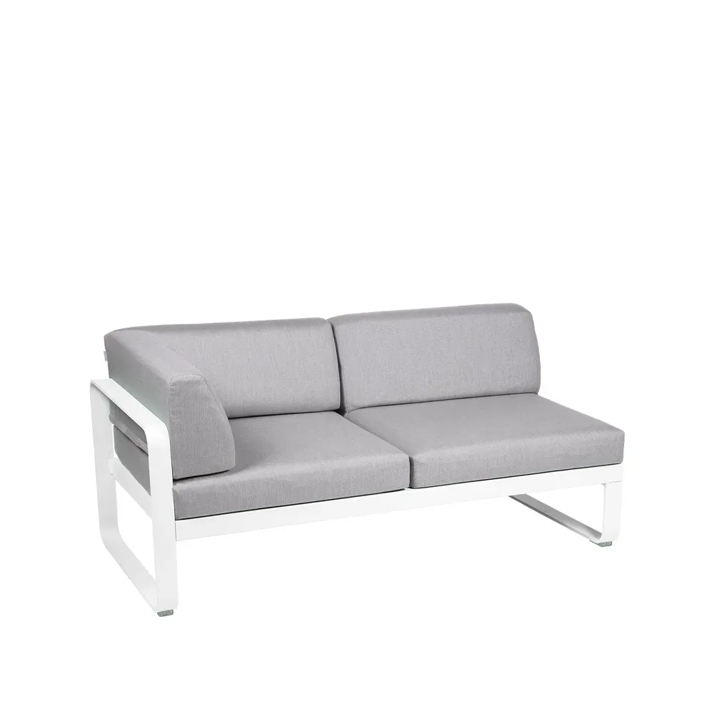 Fermob Bellevie Corner modulsoffa 2-sits Cotton white (vit)-flannel grey dyna-vänster