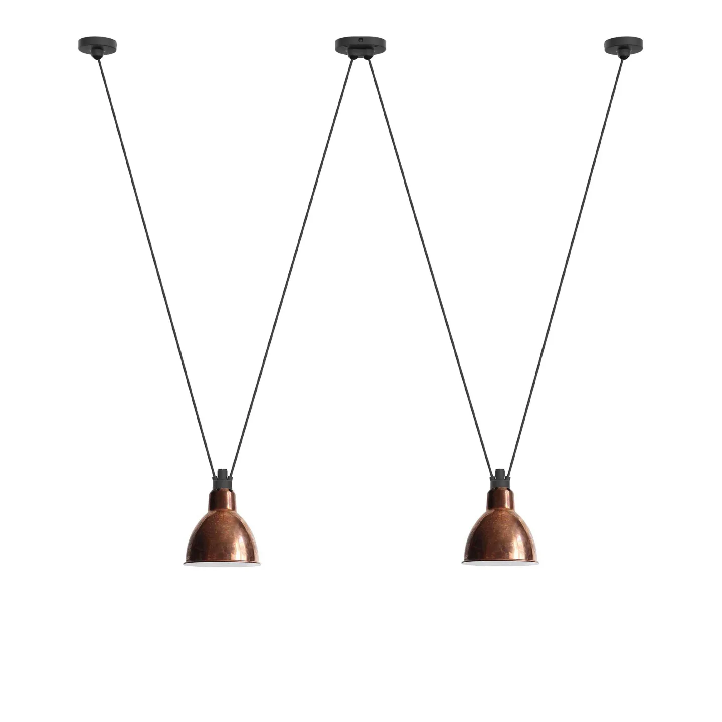DCWéditions - Les Acrobates De Gras 324 L Round Raw Copper/White Inside - Pendellampor - Bernard-Albin Gras - Koppar