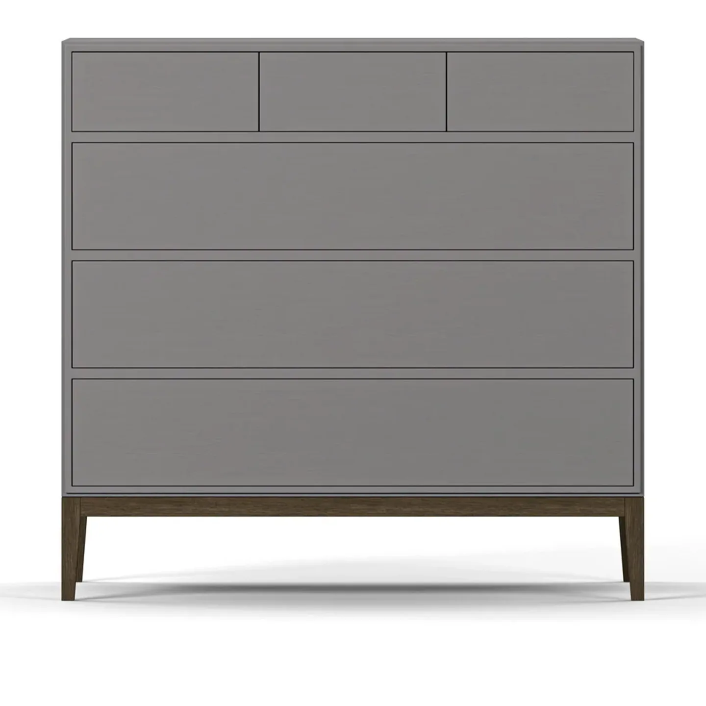 Englesson - Edge 2.0 grey chest 3+3 drawers incl. Burned walnut legs 92w x 42d x 86h - Byråer - Grå - Trä