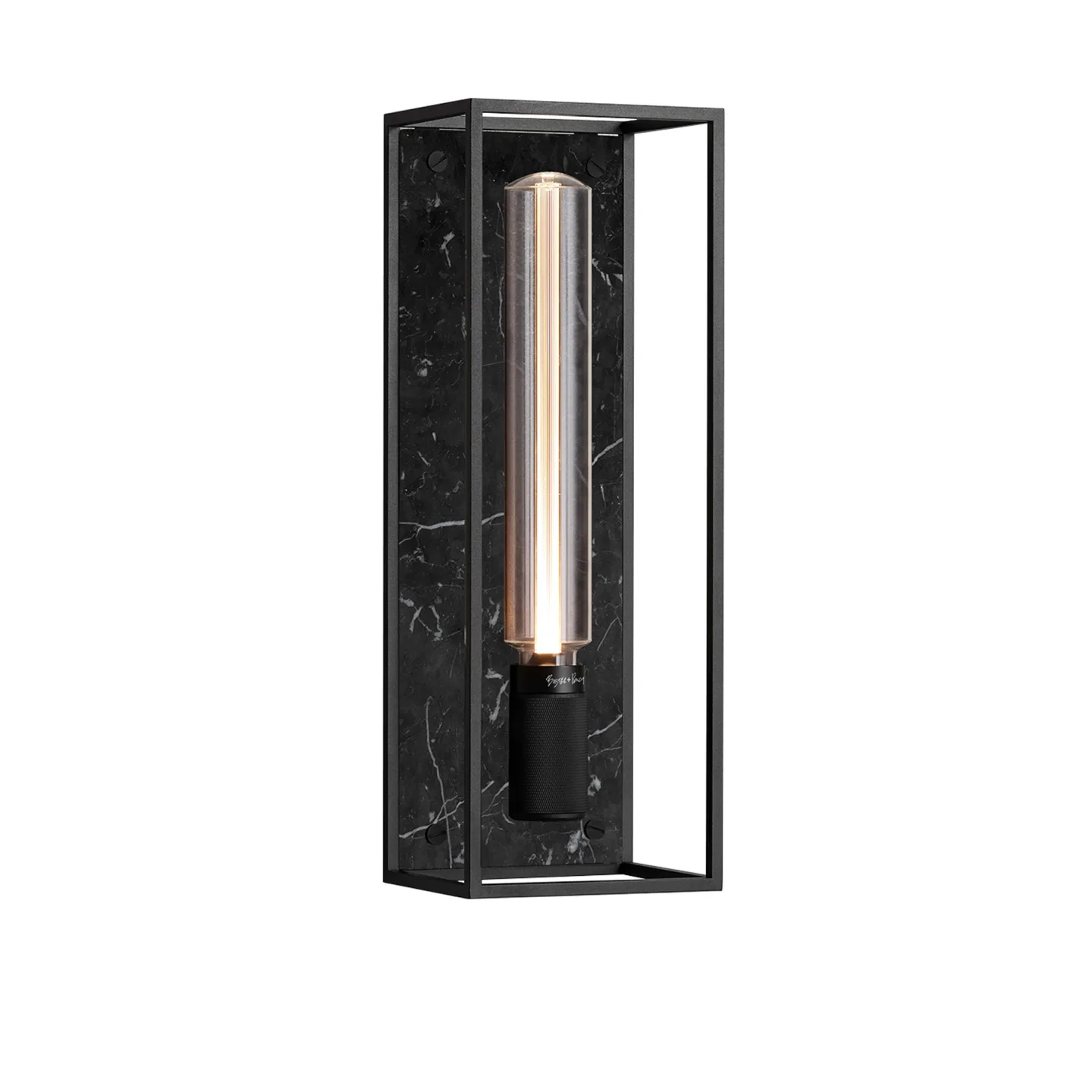 Buster + Punch - Caged Wall 1.0 Large - Satin Black Marble, Buster Bulb Tube - Vägglampor - Massimo Buster Minale - Svart - Metall/Sten